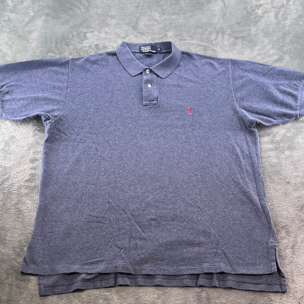 Polo Ralph Lauren Mens XL Blue Heather Pique Cotton Short Sleeve Polo Shirt Pony
